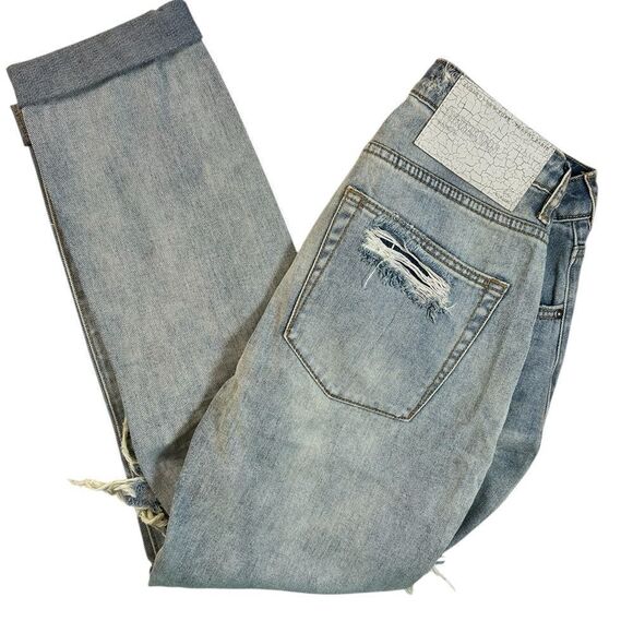 NWT One Teaspoon Women’s Trashed Saints  Boyfriend Jeans Distressing Size 22/00 - Picture 8 of 13